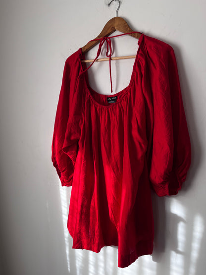 CITY CHIC Red Open Back Peasant Blouse RRP$100 (18–20)