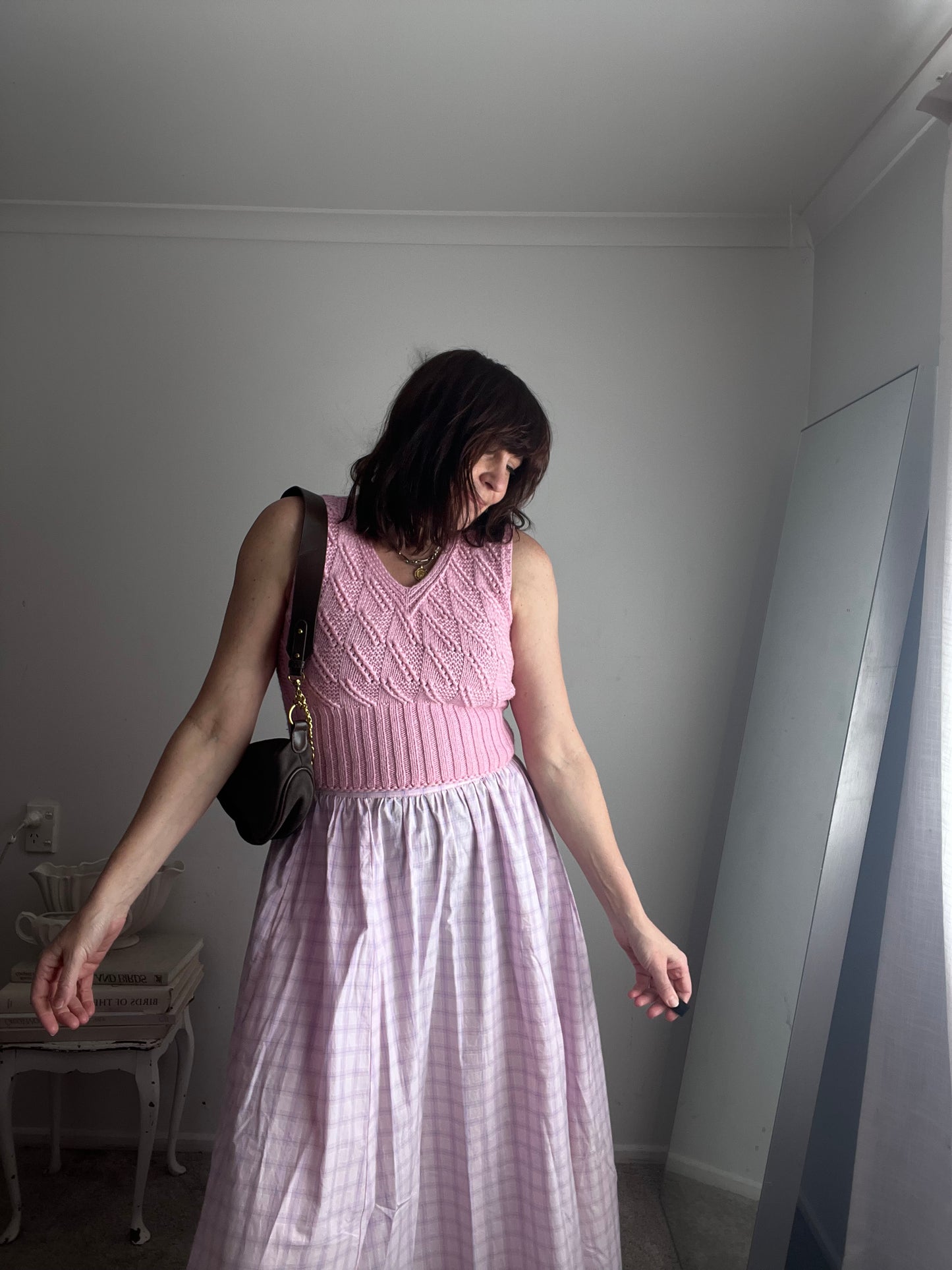 Handknitted Pink Cable Knit Vest (8-10)
