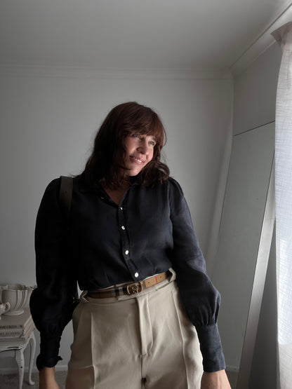 DECJUBA Linen Puff Sleeve Shirt RRP $130 (10)