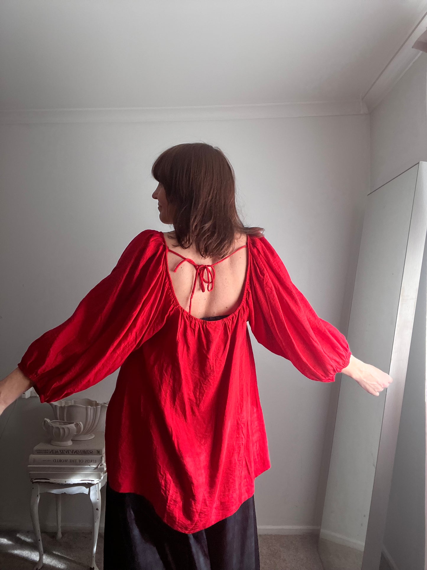 CITY CHIC Red Open Back Peasant Blouse RRP$100 (18–20)