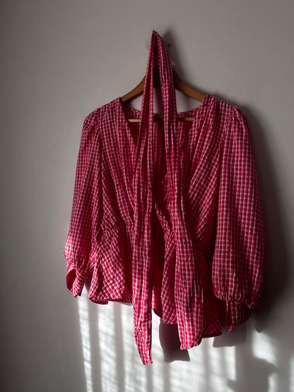 ONLY Gingham Wrap Blouse (10-12)