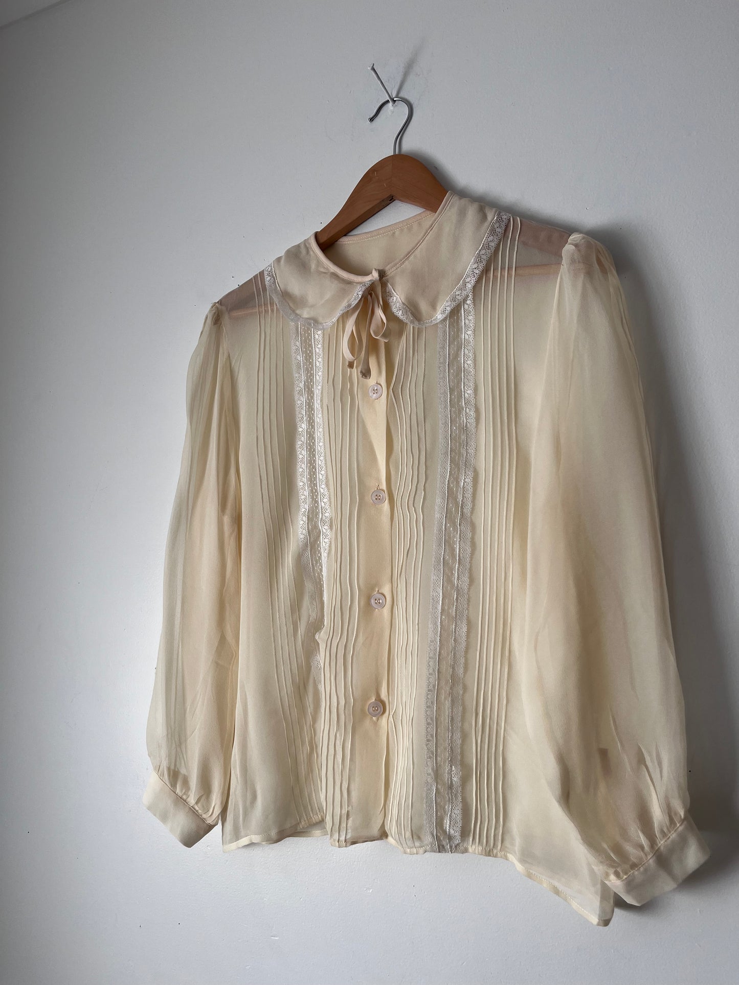 Silk Lace & Pintuck Blouse (MIU MIU dupe) (10-12)
