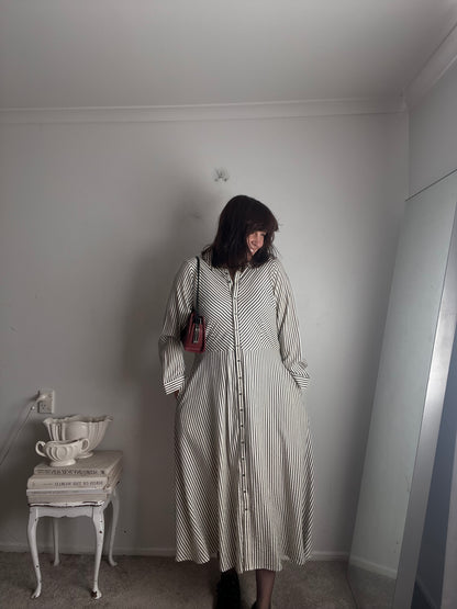 BETTY BASICS Stripe Shirt Dress RRP$110 (12-14)