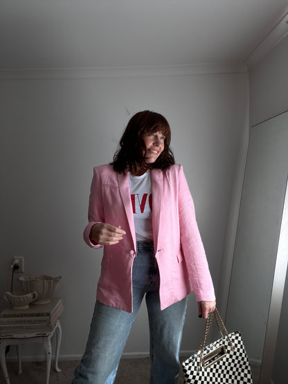 SUPERETTE Pink Linen Blend Blazer RRP approx $399 (10)