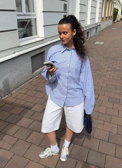 MAX organic cotton striped shirt RRP approx. $129.99 (Size 16-18)