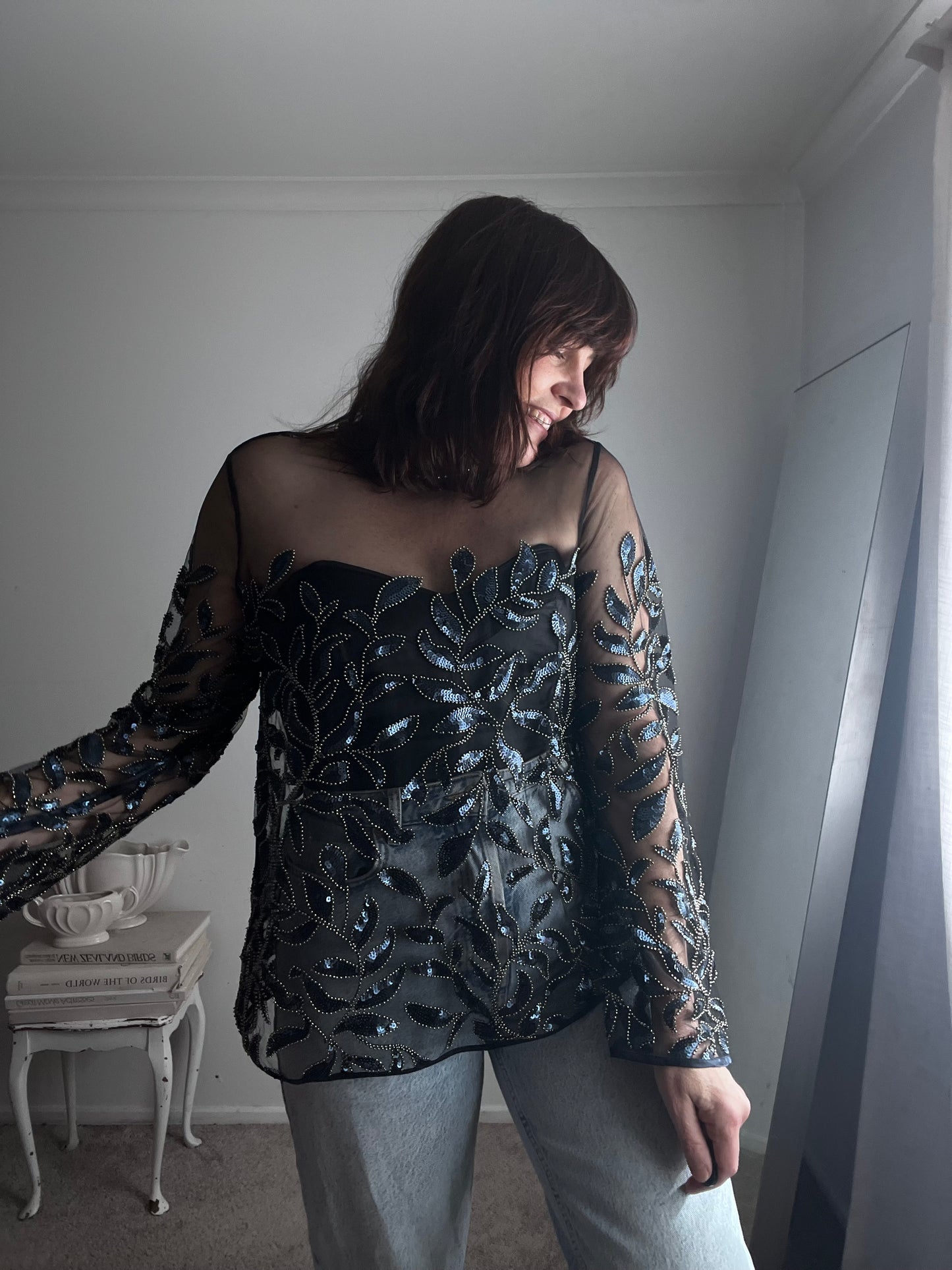 SASS & BIDE Embellished Sheer Mesh Top RRP$450 (14)