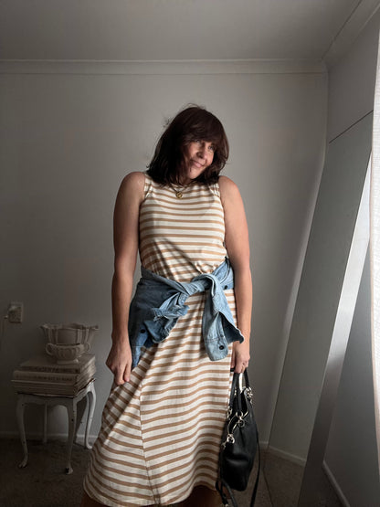 KOWTOW Building Block Stripe Dress RRP$179 (8-10)
