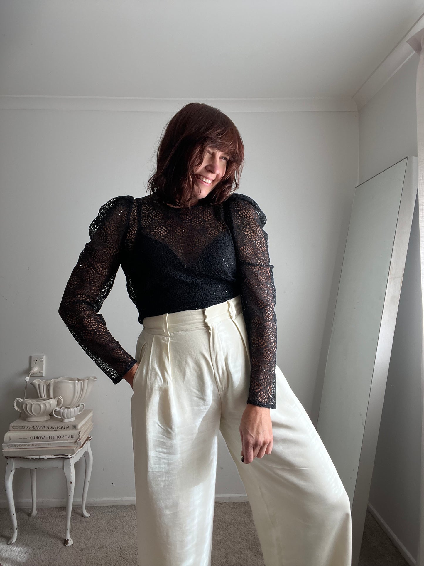 RUE DE FEMME Sequin Lace Blouse RRP$260 (12-14)