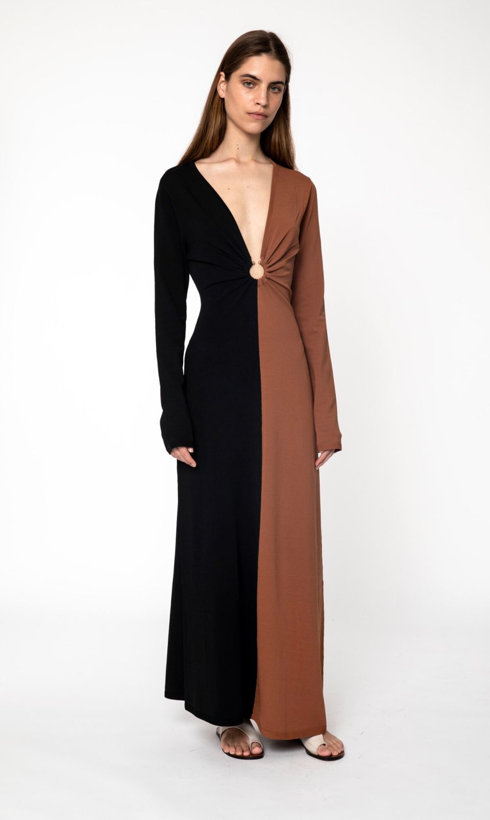 RUBY Two-Tone Twist Front Maxi Dress RRP $249 (Size 14)