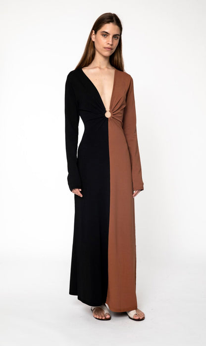 RUBY Two-Tone Twist Front Maxi Dress RRP $249 (Size 14)