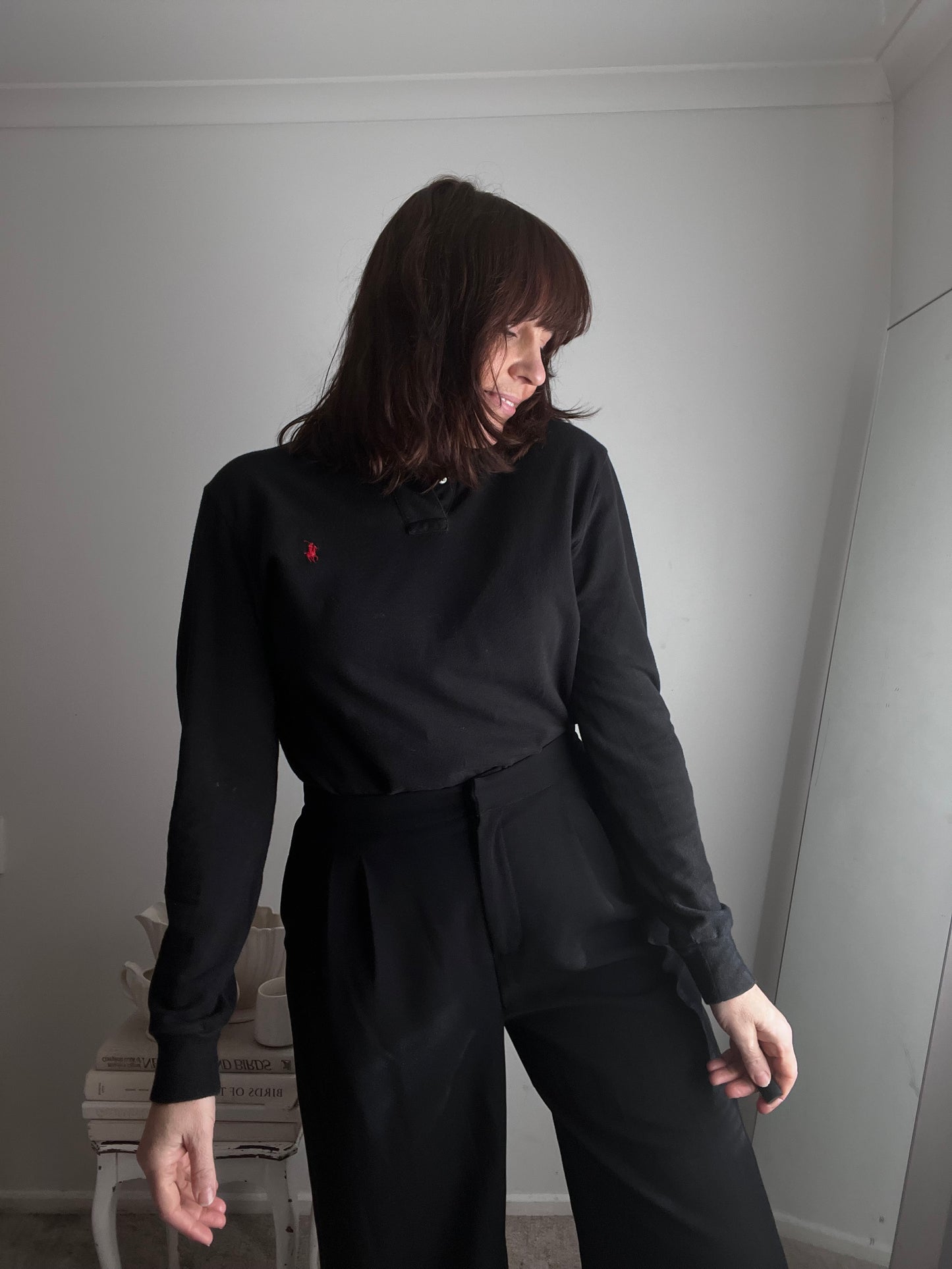 POLO RALPH LAUREN Black Custom Fit Long Sleeve Polo (10-12 imo)