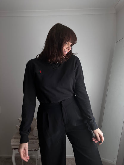 POLO RALPH LAUREN Black Custom Fit Long Sleeve Polo (10-12 imo)