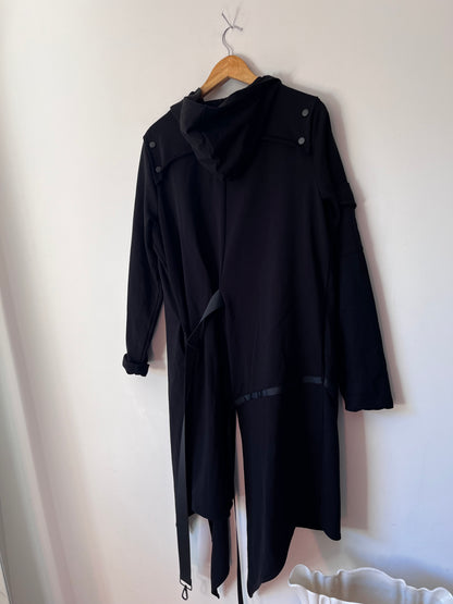 BONE & ARROW Black Long Hooded Jacket RRP approx $399 (10-12)