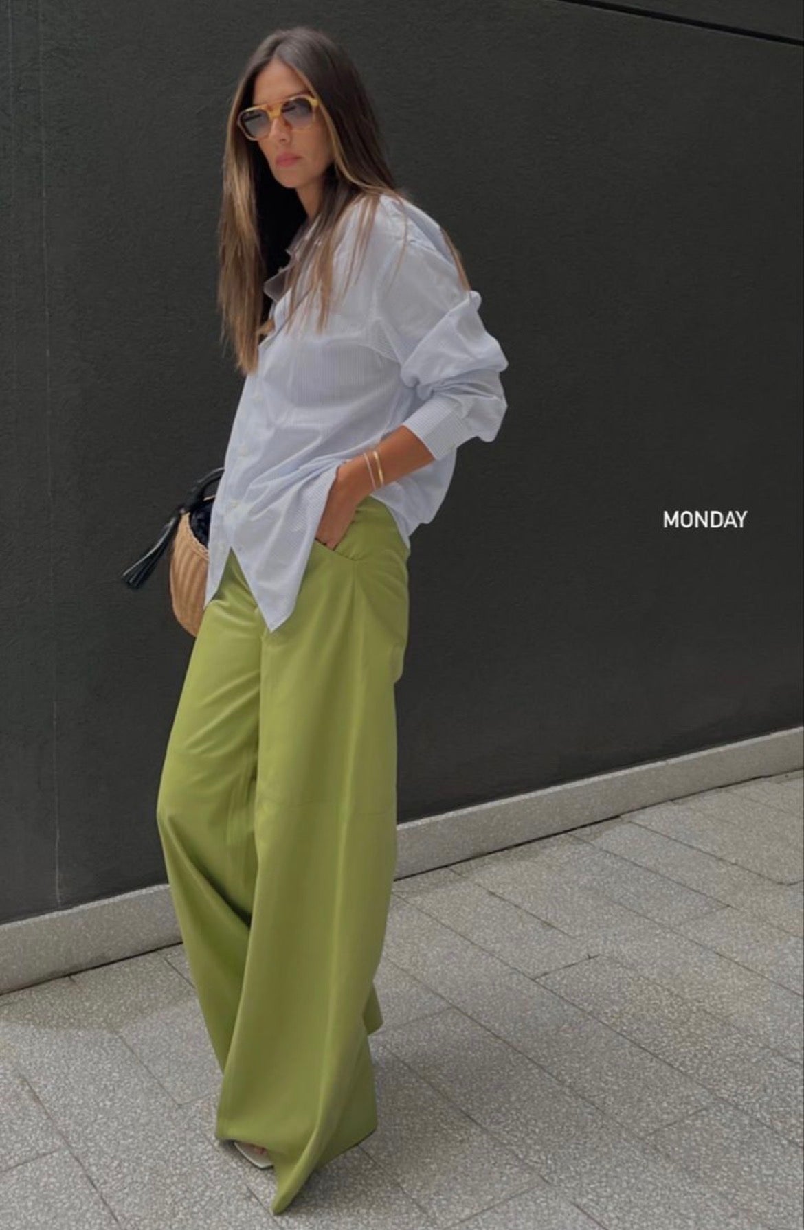 BEC + BRIDGE Lime Pleated Wide Leg Pants RRP$280 (Size 8)