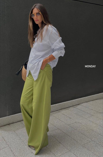 BEC + BRIDGE Lime Pleated Wide Leg Pants RRP$280 (Size 8)
