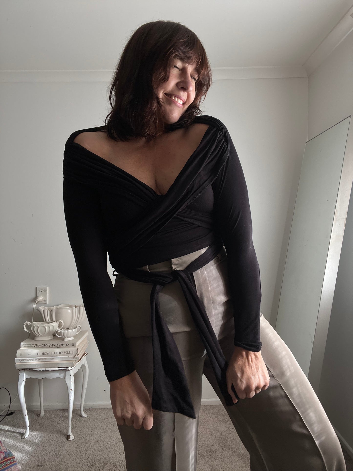 RUBY Black Wrap Tie Top RRP$219 (10-12)