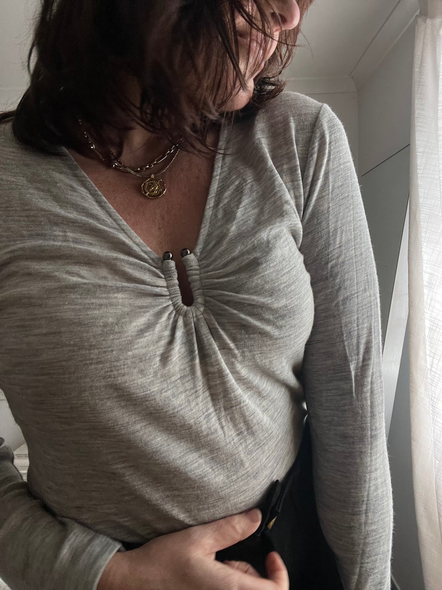 SABA Merino Wool Gathered Detail Top RRP$199 (12-14)