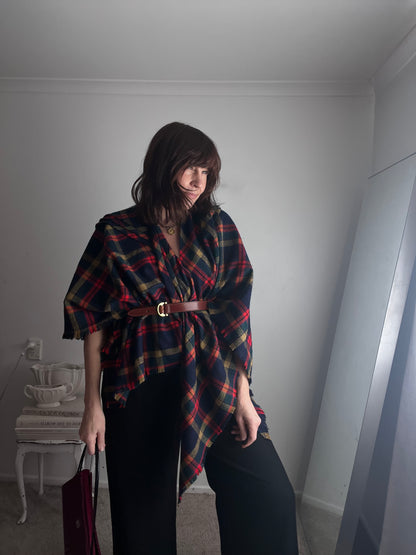 BRANIGAN WEAVERS Irish Tartan Wool Cape RRP$250 (One Size)