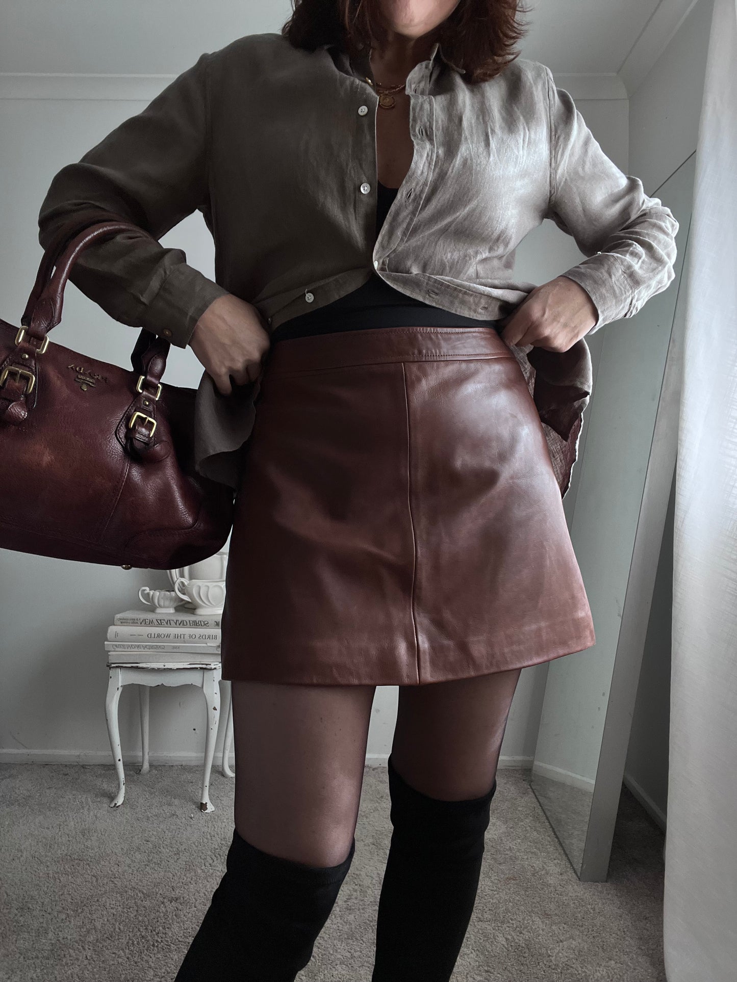 REISS Leather Skirt RRP$440 (12-14)