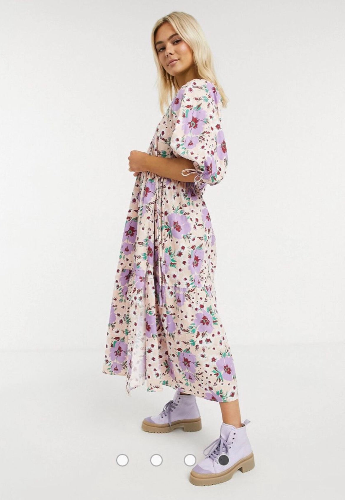 ASOS DESIGN Pink & Purple Floral Wrap Dress RRP$140 (14 imo)