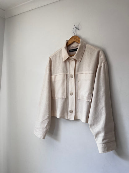 ZARA Cropped Linen Jacket RRP $149 (14-16)