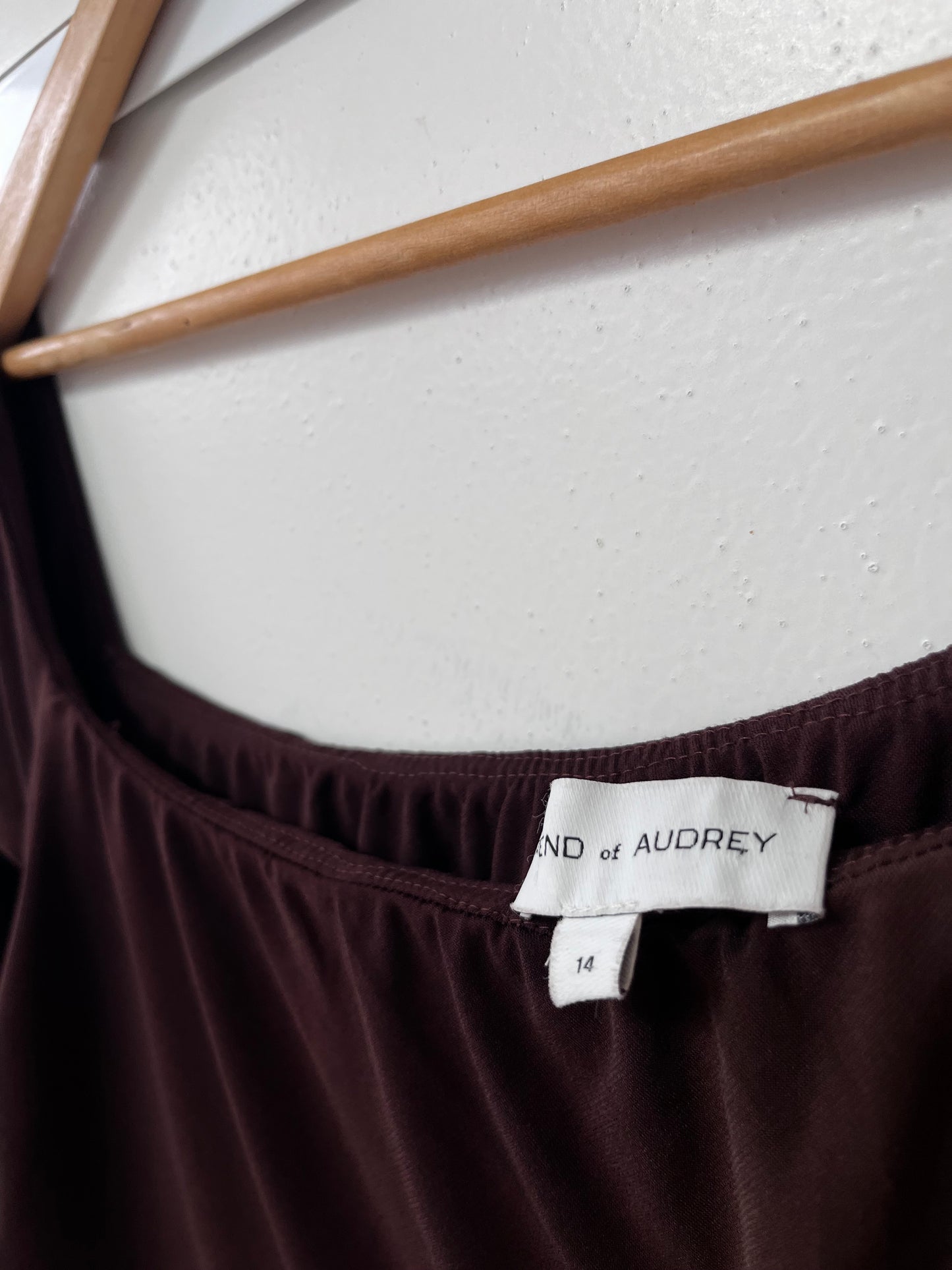 FRIEND OF AUDREY Chocolate Ruched Dress RRP$280 (14)