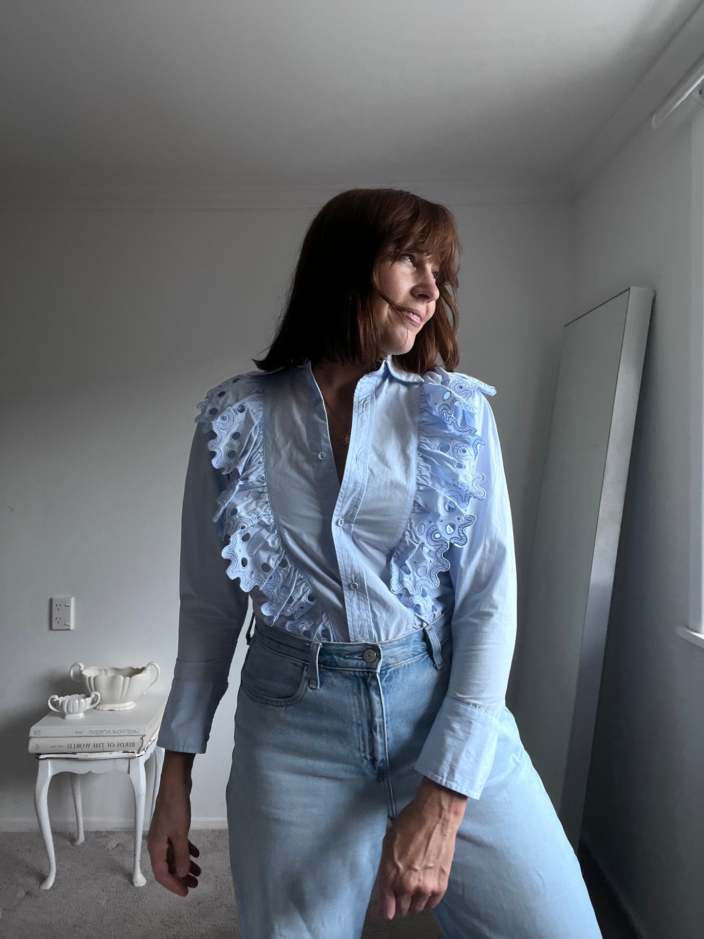 MAGALI PASCAL Ruffled Buttondown RRP$429 (6-8)