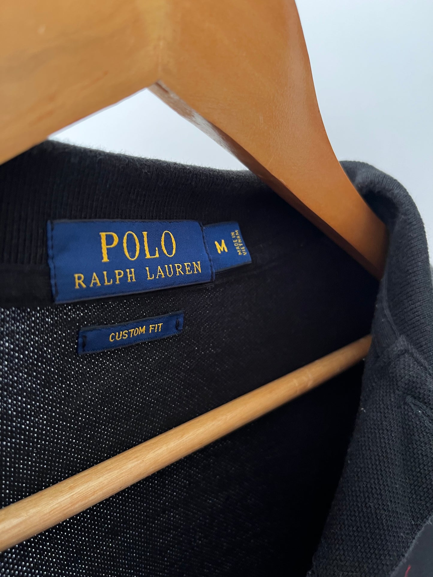 POLO RALPH LAUREN Black Custom Fit Long Sleeve Polo (10-12 imo)