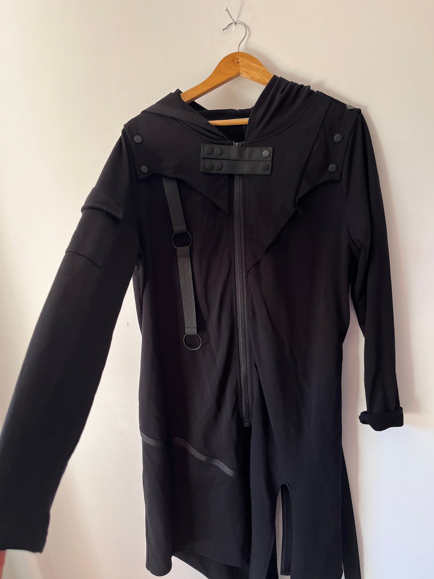 BONE & ARROW Black Long Hooded Jacket RRP approx $399 (10-12)