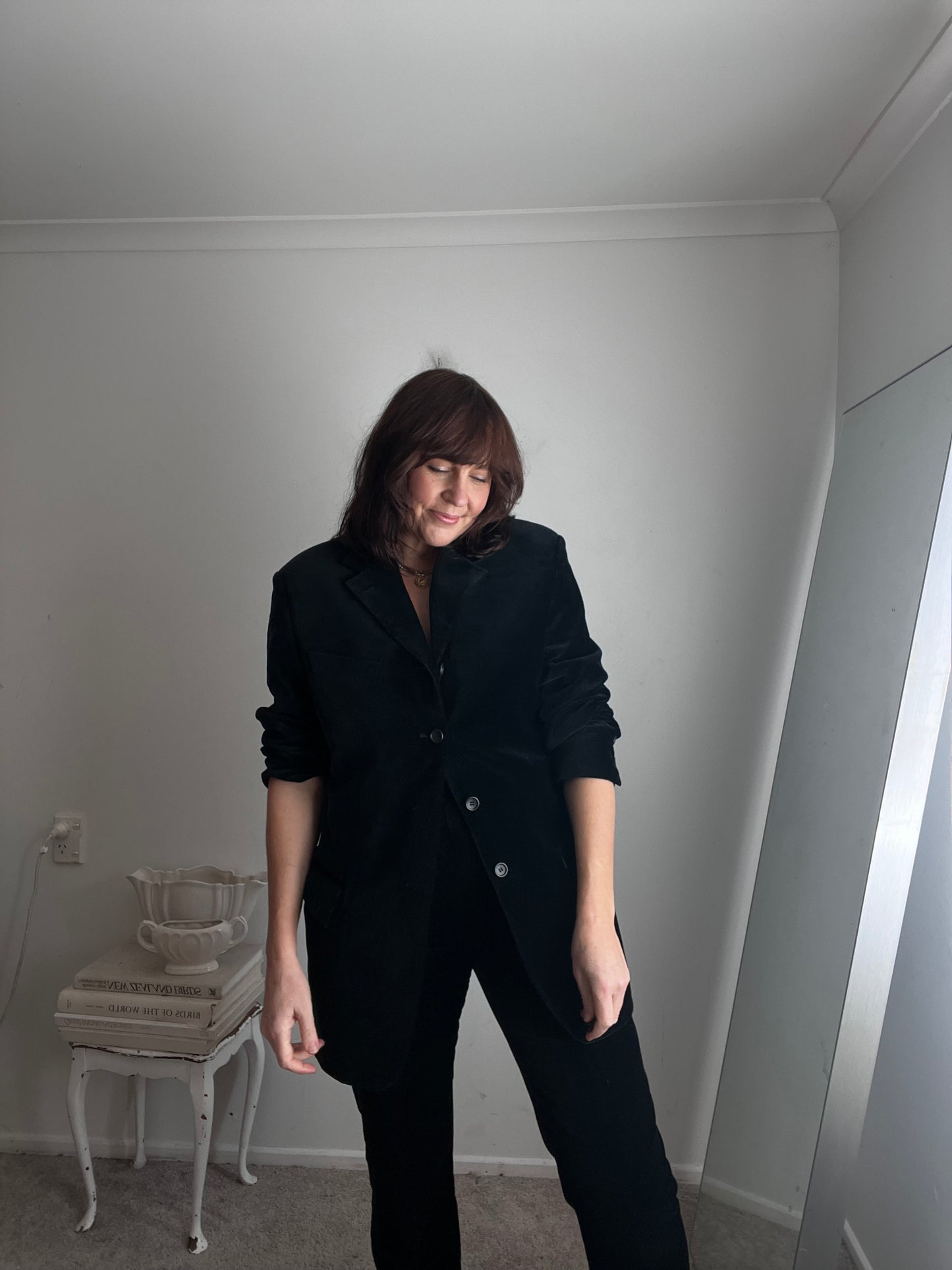 DANIEL FARET PARIS Black Velvet Suit RRP Approx. NZ$1,000 (12-14)