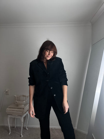 DANIEL FARET PARIS Black Velvet Suit RRP Approx. NZ$1,000 (12-14)
