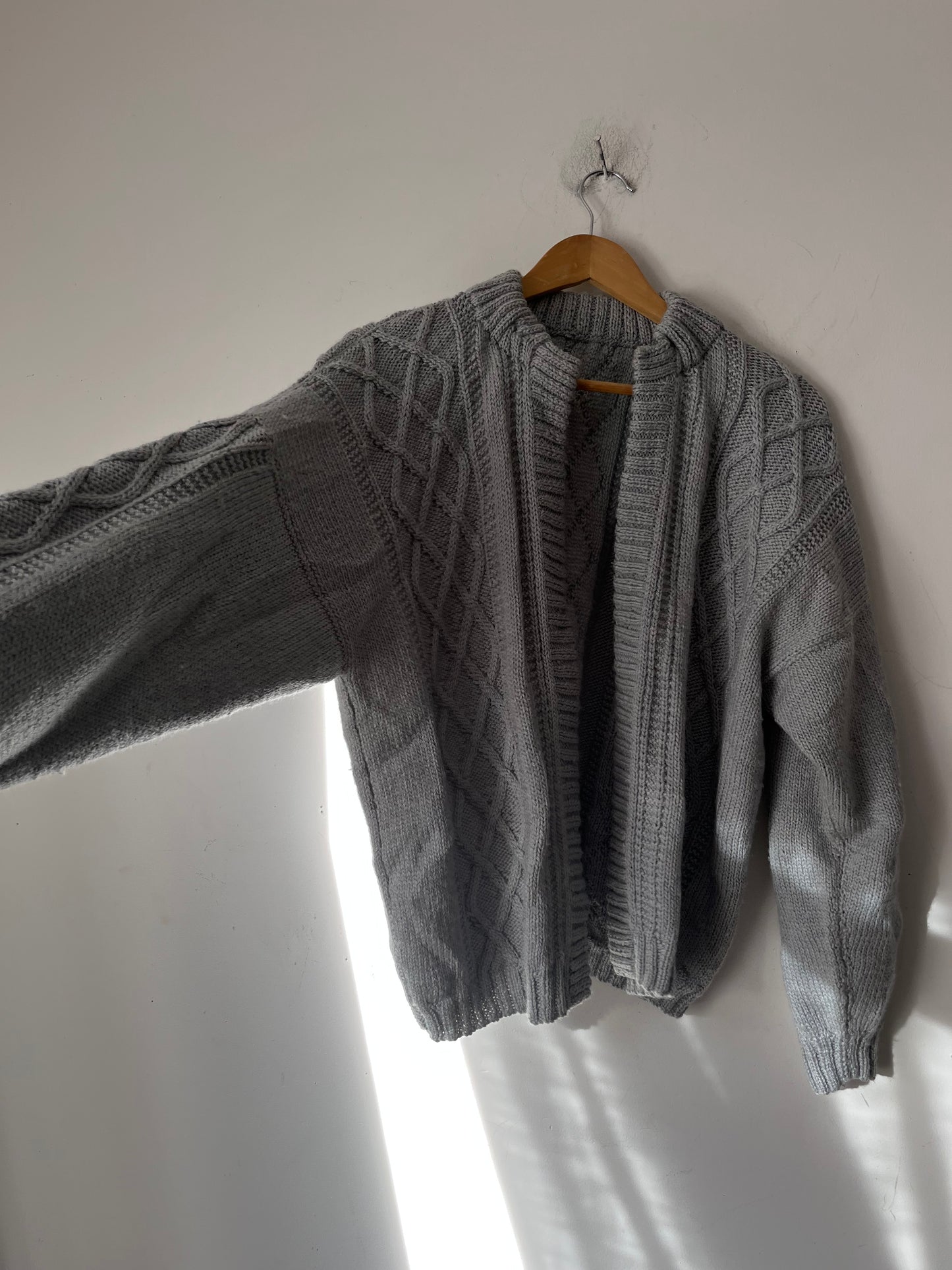 Grey Cable Knit Cardigan (12-14)