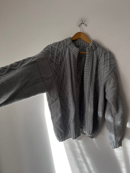 Grey Cable Knit Cardigan (12-14)