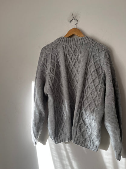 Grey Cable Knit Cardigan (12-14)