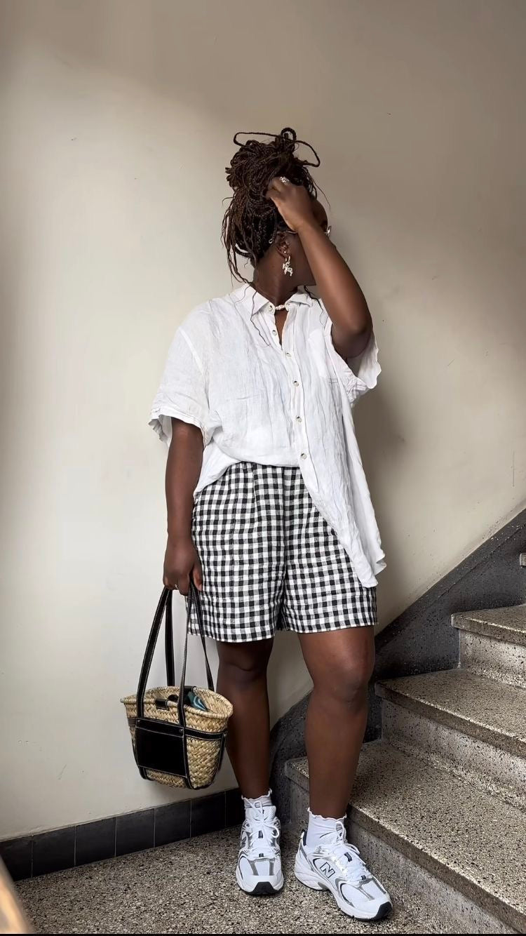 MOOCHI striped relaxed shorts RRP approx. $229 (Size 10)