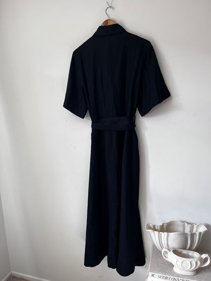 COMMONRY Black Tie-Front Shirt Dress RRP$255 (14)