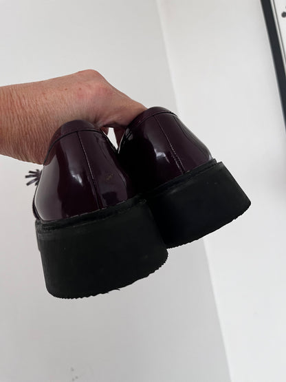 ASOS DESIGN Burgundy Patent Tassel Loafers RRP$100 (38)