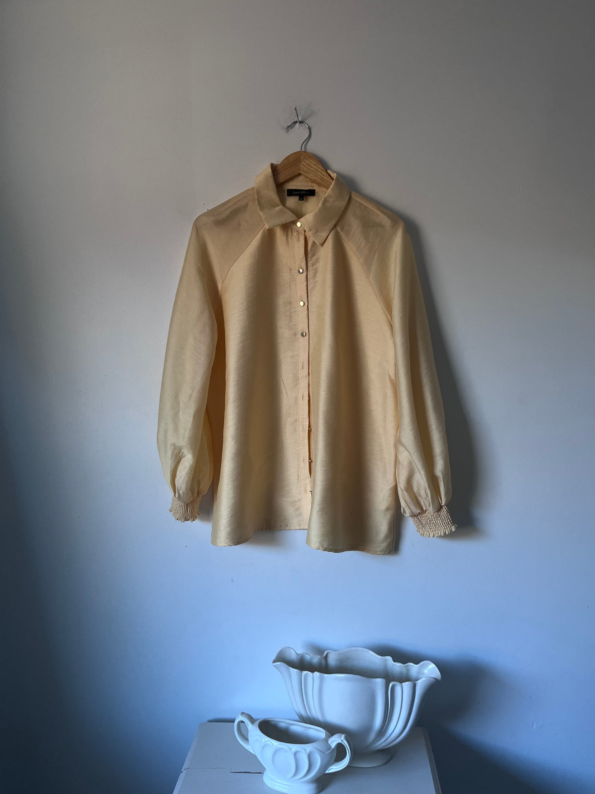 STATE OF PLAY Sheer Balloon Sleeve Shirt RRP $120 (16-18)
