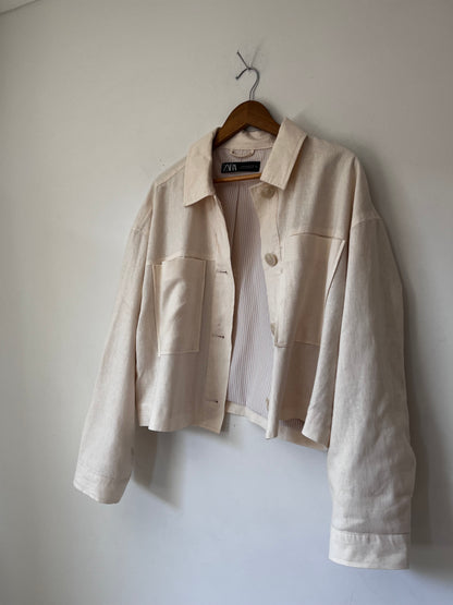 ZARA Cropped Linen Jacket RRP $149 (14-16)