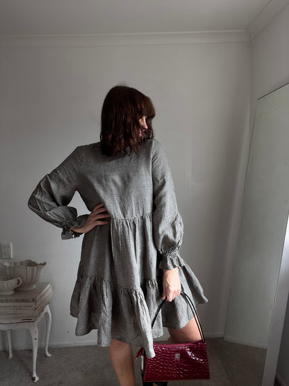 MAX Gingham Linen Tiered Dress RRP$159 (12)