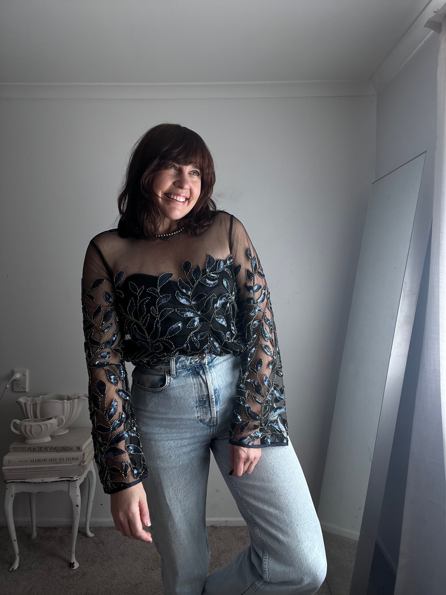 SASS & BIDE Embellished Sheer Mesh Top RRP$450 (14)
