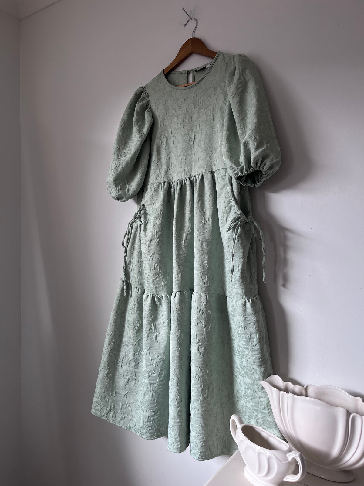 ASOS DESIGN Fluffy Jacquard Tiered Midi Dress RRP approx. $150 (Size 10)