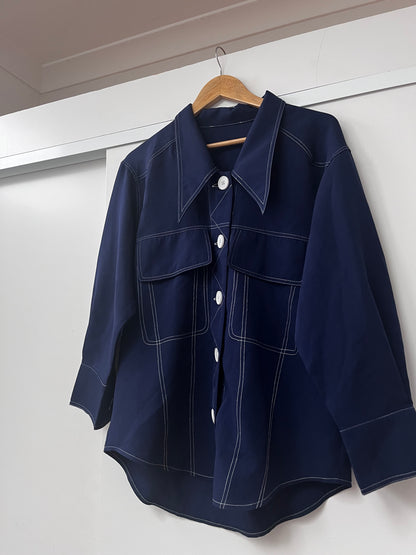 Unbranded 70’s Style Contrast Stitch Utility Shirt (12–14)