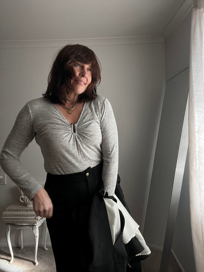 SABA Merino Wool Gathered Detail Top RRP$199 (12-14)