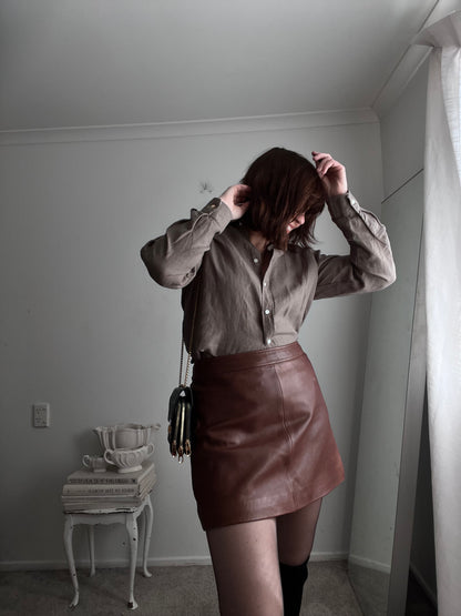REISS Leather Skirt RRP$440 (12-14)