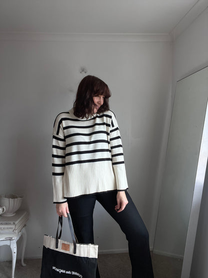 ONLY Cream & Black Stripe Knit (M)