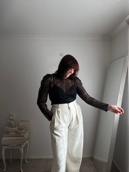RUE DE FEMME Sequin Lace Blouse RRP$260 (12-14)