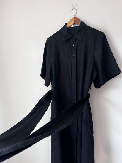 COMMONRY Black Tie-Front Shirt Dress RRP$255 (14)