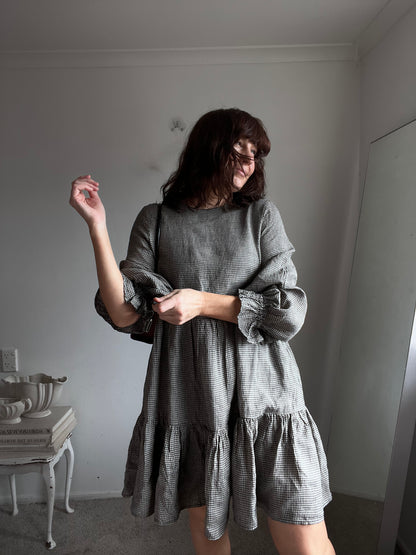 MAX Gingham Linen Tiered Dress RRP$159 (12)
