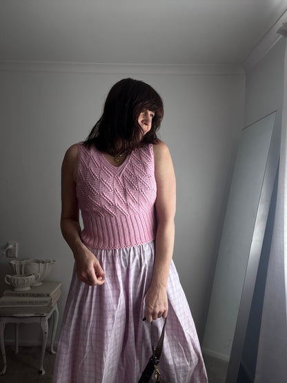 Handknitted Pink Cable Knit Vest (8-10)